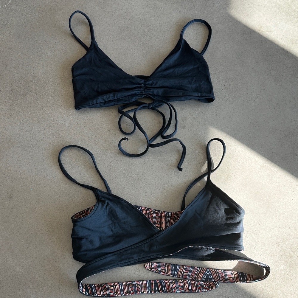 L*Space Lot - Black Bikini Top and Reversible Black and Patterned Wrap Tie Top